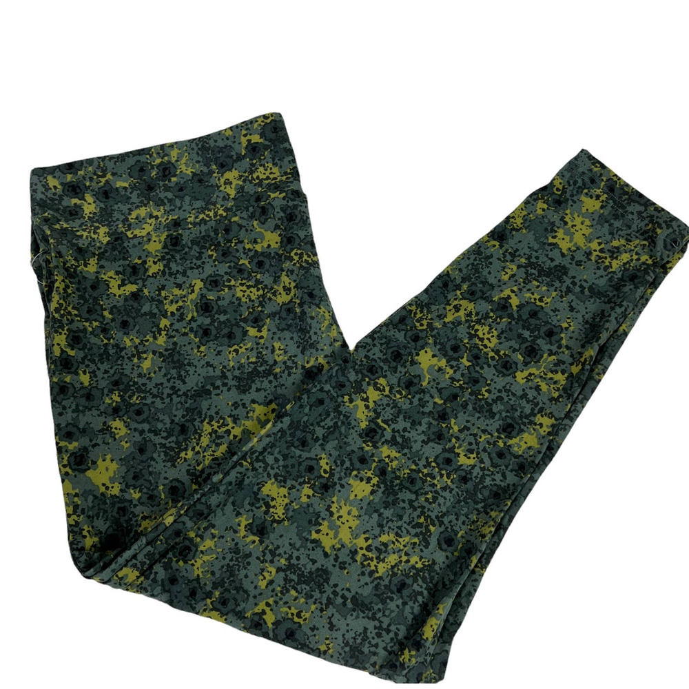 Terra & Sky Plus Size Black Soot Camo High Rise Printed Leggings 3X (24W-26W)